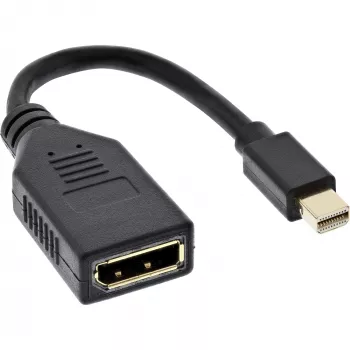 InLine adapterinis kabelis Mini DP (vyriškas) į DisplayPort (moterišką), 4K2K, juodas, 0,15 m