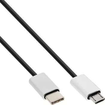 InLine USB 2.0 laidas, USB-C kištukas / Micro-B kištukas, juodas/alu, lankstus, 1,5 m