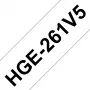 Brother HGE261V5 etikečių juosta 36 mm x 8 m, 5 pak., juoda ant baltos