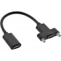 InLine USB 3.2 C lizdas / lizdas su flanšu kabelis, juodas, 0,20 m