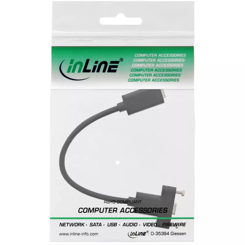 InLine USB 3.2 C lizdas / lizdas su flanšu kabelis, juodas, 0,20 m