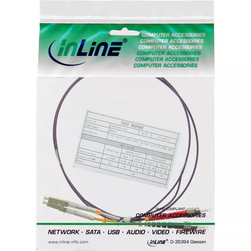 InLine Fiber Optinis Dupleksinis Laidas LC/ST 50/125µm OM4 0,5m