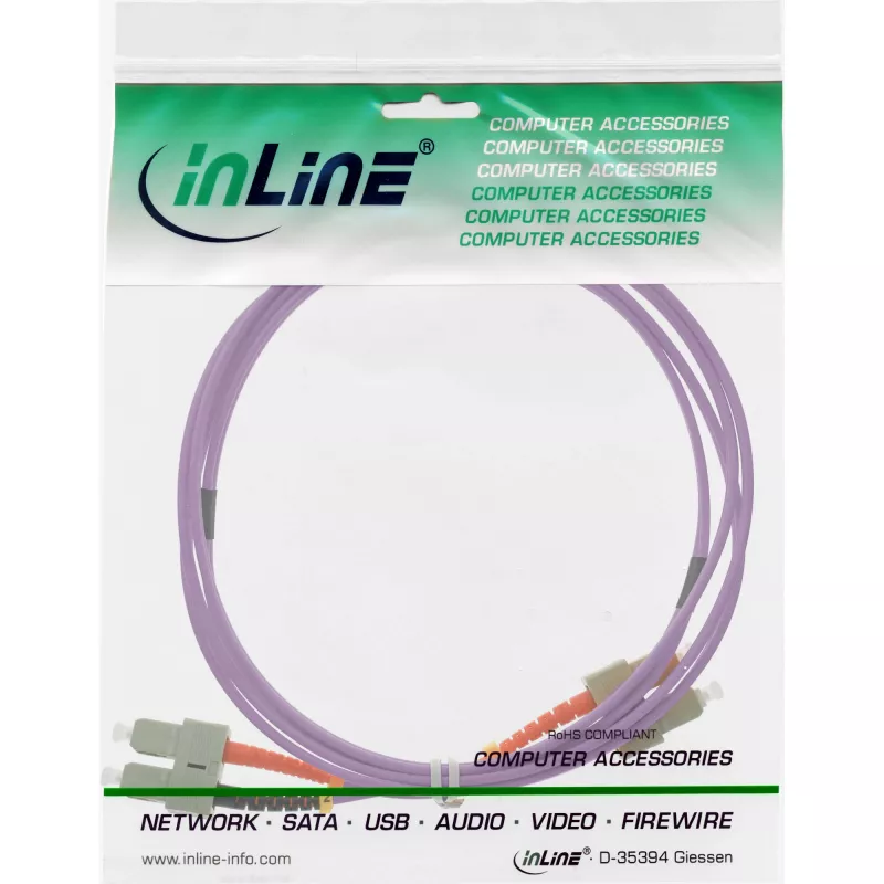 Opticinis dvigubas šviesolaidinis kabelis SC/SC InLine 83555P 50/125µm OM4 0,5m