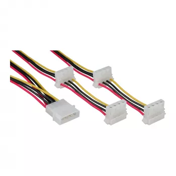 Vidinis maitinimo kabelis InLine 29654A 1x 4pin Molex / 4x 4pin Molex 1m