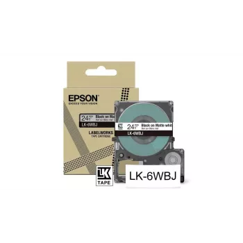Juostelė etikečių spausdintuvui Epson LK-6WBJ juoda ant balto terminio perdavimo 2,4 cm