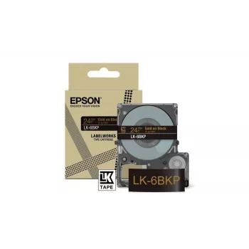 Lipnių etikečių juosta Epson LK-6BKP juoda ant auksinio 2,4 cm terminio perkėlimo