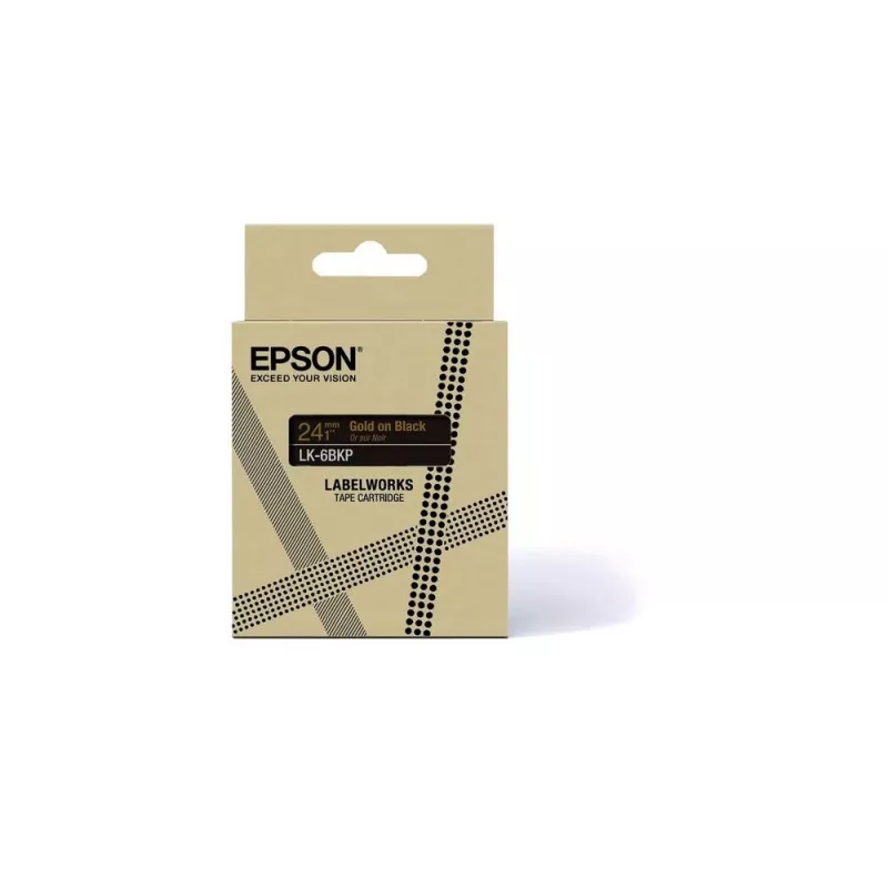 Lipnių etikečių juosta Epson LK-6BKP juoda ant auksinio 2,4 cm terminio perkėlimo