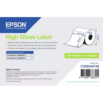 Epson C33S045728 lipnūs etikečių lapai, balti, 76 x 127 mm, 194 vnt.
