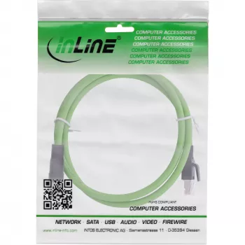 InLine pramoninis tinklo kabelis M12 8 kontaktų X-koduotas į RJ45 kištuką, Cat.6A PUR 1 m