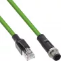 InLine pramoninis tinklo kabelis, M12 4 kontaktų D-koduotas kištukas į RJ45, PUR 7,5 m