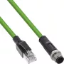 InLine pramoninis tinklo kabelis, M12 4 kontaktų D-koduotas kištukas į RJ45, PUR 5 m