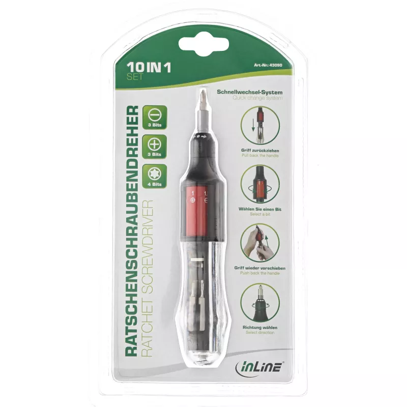 InLine 43090 Ratchetinis atsuktuvas 10v1 mini