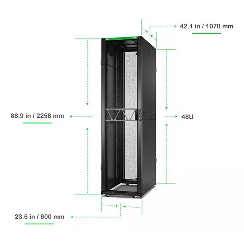 APC NetShelter SX Server Rack Gen 2, 48U, 2258H x 600W x 1070D mm, su šoninėmis plokštėmis, juodas