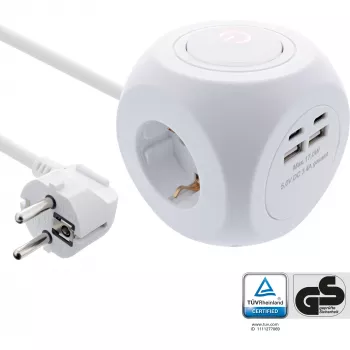 InLine įkrovimo kubas InLine 16499A 3x kištukinis lizdas 2x USB-C 2x USB-A baltas 2 m