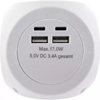 InLine įkrovimo kubas InLine 16499A 3x kištukinis lizdas 2x USB-C 2x USB-A baltas 2 m