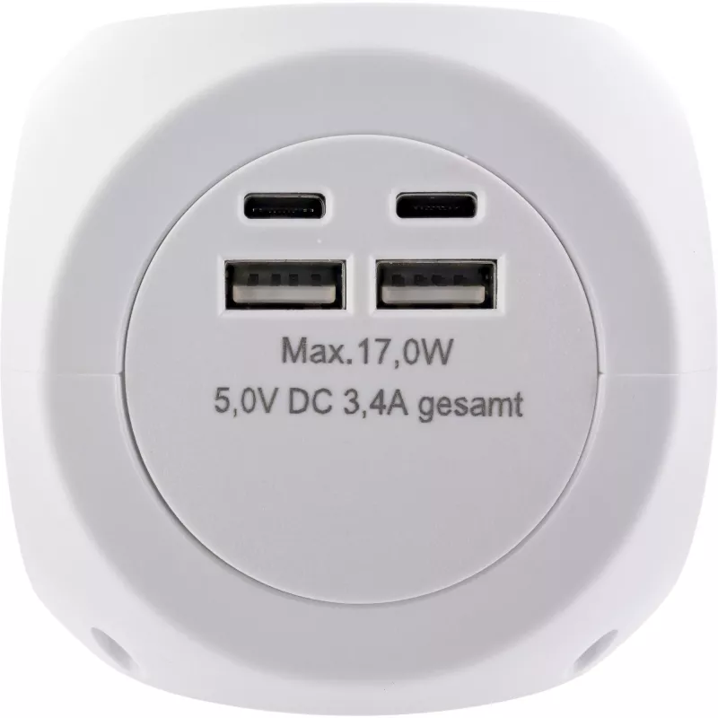 InLine įkrovimo kubas InLine 16499A 3x kištukinis lizdas 2x USB-C 2x USB-A baltas 2 m