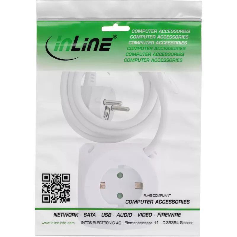 InLine įkrovimo kubas InLine 16499A 3x kištukinis lizdas 2x USB-C 2x USB-A baltas 2 m