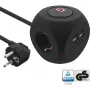 InLine Charging Cube 16499B 3x įžemintas lizdas 2x USB-C 2x USB-A juodas 2m