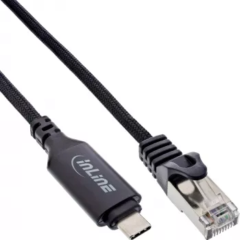 InLine 33381A USB-C į RJ45 Cat6 tinklo kabelis 2m juodas