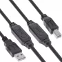 InLine USB 2.0 aktyvus kabelis, USB-A kištukas į USB-B kištuką, 25 m