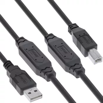 InLine USB 2.0 aktyvus kabelis, USB-A kištukas į USB-B kištuką, 20 m, juodas