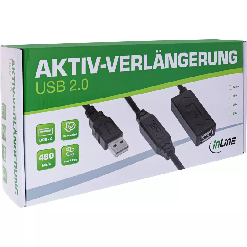 InLine USB 2.0 aktyvus ilgintuvas USB-A kištukas/lizdas 25m 0.48 Gbit/s