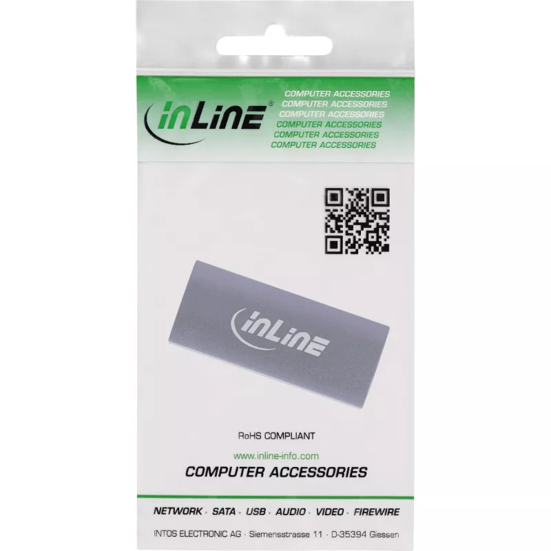 USB-C lyties keitiklis InLine 35900E pilkas, USB-C (patinas) į USB-C (motina)