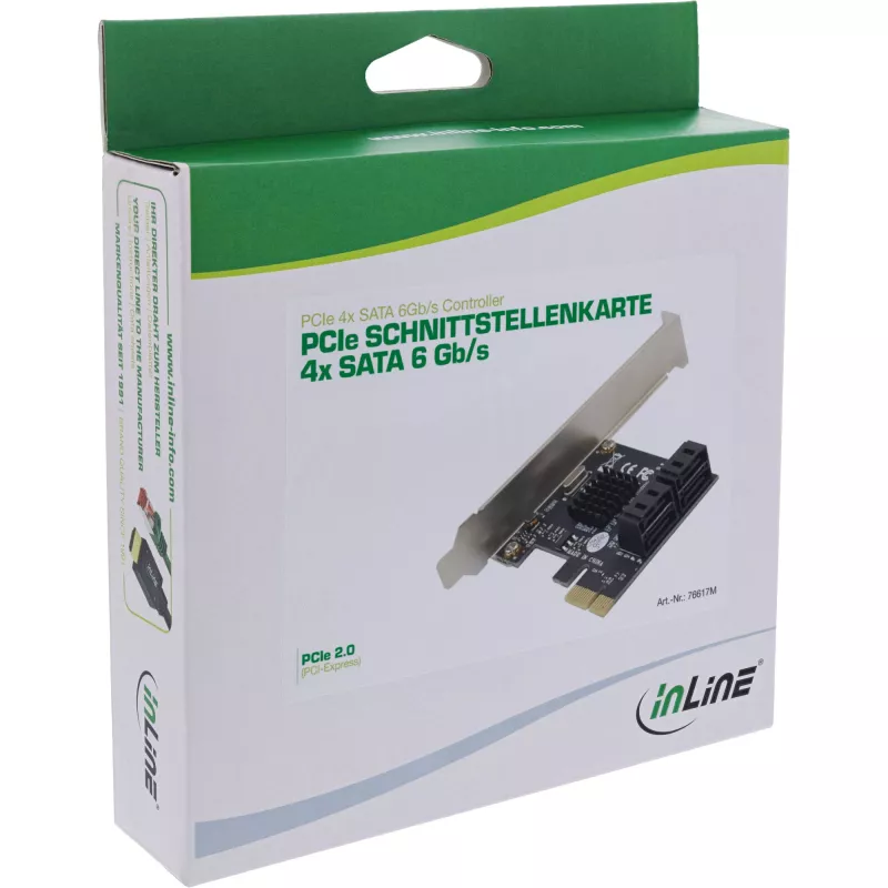 InLine SATA 6Gb/s valdiklis su 4 SATA prievadais PCI-Express 2.0