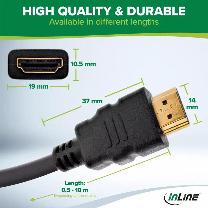 InLine HDMI kabelis, HDMI High Speed su Ethernet, kištukas / kištukas, juodas, 3 m