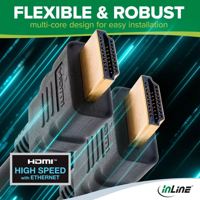 InLine HDMI kabelis, HDMI High Speed su Ethernet, kištukas / kištukas, juodas, 3 m
