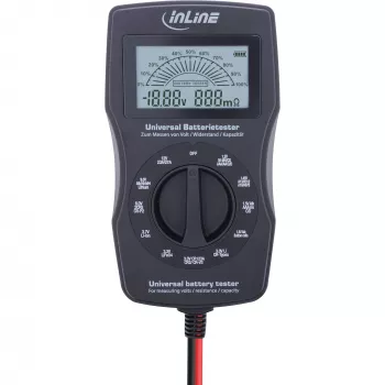InLine Multifunkcinis baterijų testeris, matavimo prietaisas su LCD ekranu