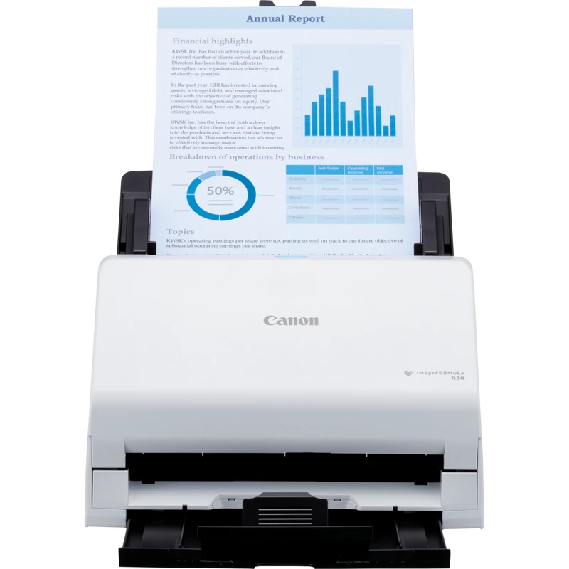 Canon imageFORMULA R30 belaidis dokumentų skaitytuvas, 216 x 356 mm, 600 x 600 DPI, ADF + lakštinis, baltas, CIS, RGB LED