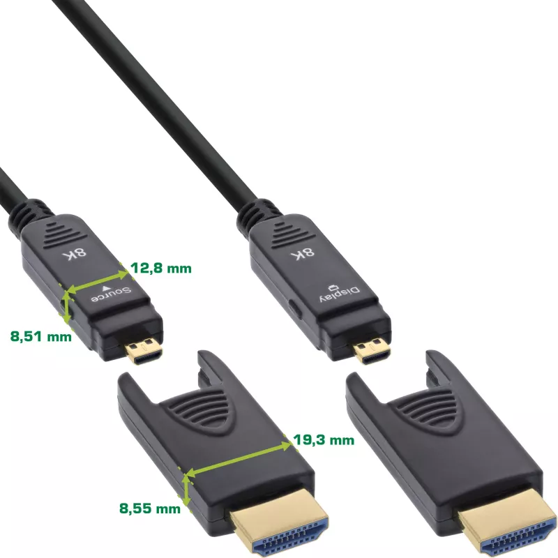 InLine HDMI AOC laidas, Ultra High Speed HDMI, 8K4K, nuimamas kištukas, 30 m