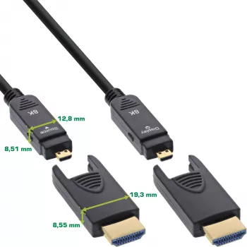 InLine HDMI AOC laidas, Ultra High Speed HDMI, 8K4K, nuimamas kištukas, 15m