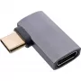 InLine USB4 adapteris, USB-C (vyriškas/moteriškas) dešinysis/kairysis kampinis, aliuminis, pilkas