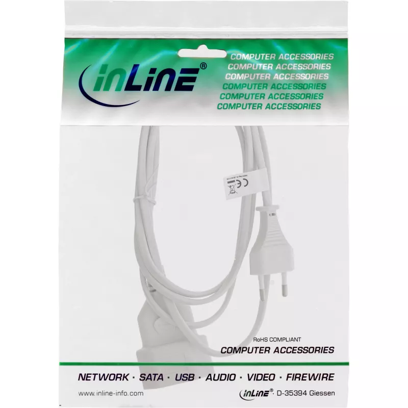 InLine 16680W maitinimo ilginimo laidas Baltas 0.2 m CEE 7/16