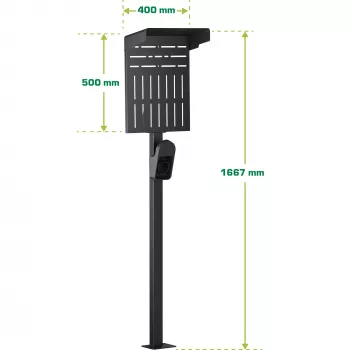 Stovas InLine 59989C elektromobilių krovimo stotelėms, plieninis, juodas, 400x200x1667 mm