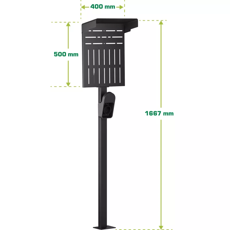 Stovas InLine 59989C elektromobilių krovimo stotelėms, plieninis, juodas, 400x200x1667 mm