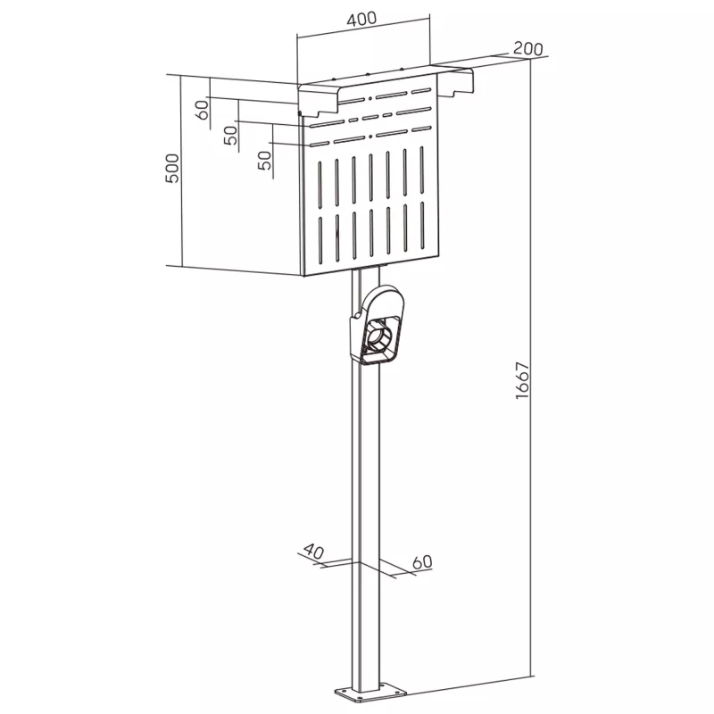 Stovas InLine 59989C elektromobilių krovimo stotelėms, plieninis, juodas, 400x200x1667 mm