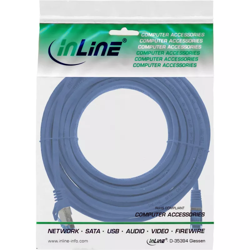 InLine 72600B tinklo kabelis mėlynas 10 m Cat6a S/FTP (S-STP)