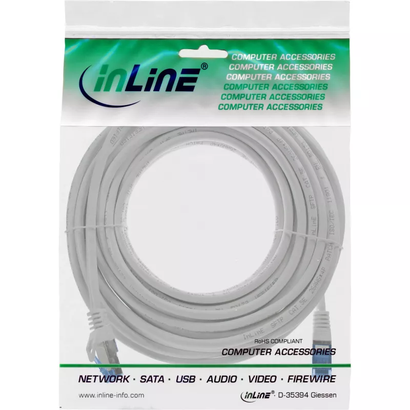 InLine 72605 tinklo kabelis 5 m Cat6a S/FTP (S-STP) pilkas