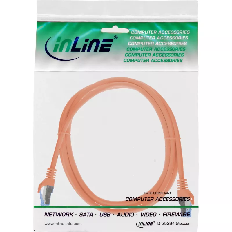 InLine 72601O tinklo kabelis, oranžinis, 1 m, Cat6a, S/FTP (S-STP)