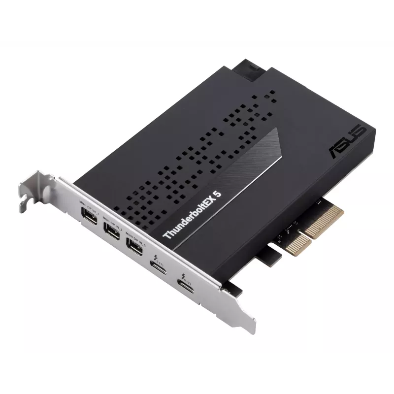 ASUS ThunderboltEX 5 – vidinė plėtimosi kortelė, PCIe 4.0, Intel JHL9580, Mini DisplayPort, USB 2.0, 120 Gbit/s