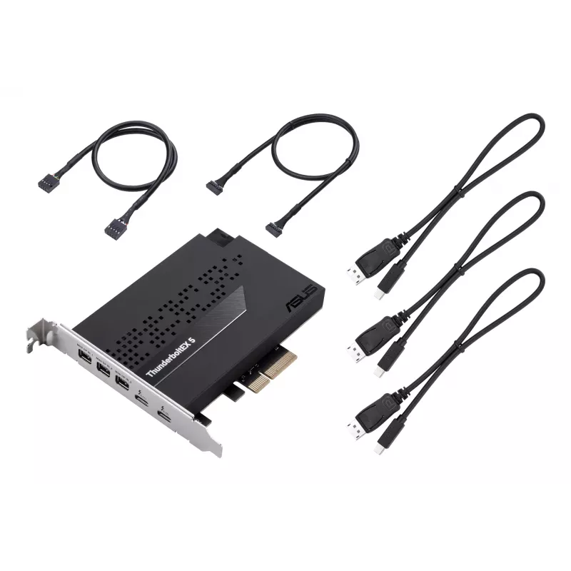 ASUS ThunderboltEX 5 – vidinė plėtimosi kortelė, PCIe 4.0, Intel JHL9580, Mini DisplayPort, USB 2.0, 120 Gbit/s