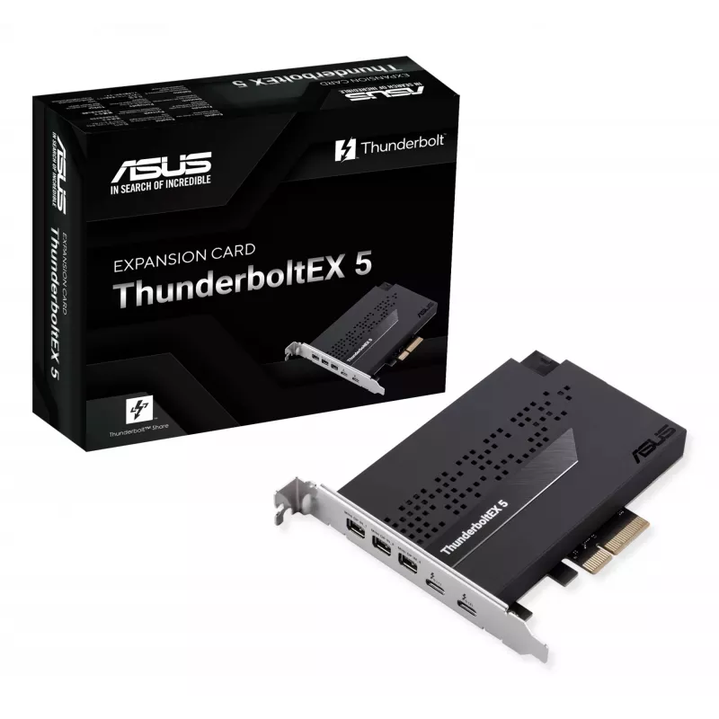 ASUS ThunderboltEX 5 – vidinė plėtimosi kortelė, PCIe 4.0, Intel JHL9580, Mini DisplayPort, USB 2.0, 120 Gbit/s