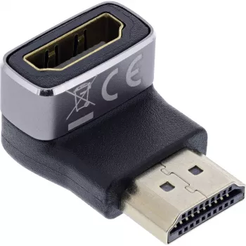 HDMI adapteris 90° InLine 17991F HDMI A kištukas – lizdas, juodas, pilkas, auksuotas
