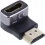 HDMI adapteris 90° InLine 17991F HDMI A kištukas – lizdas, juodas, pilkas, auksuotas