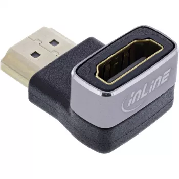 HDMI adapteris 90° InLine 17991F HDMI A kištukas – lizdas, juodas, pilkas, auksuotas