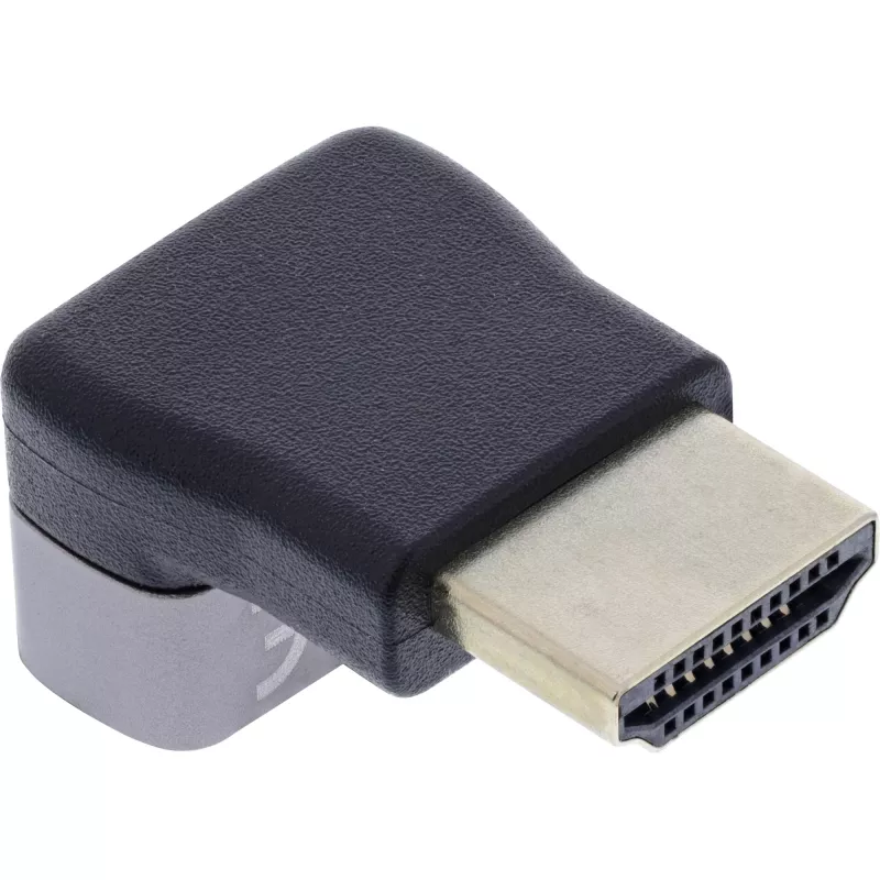 HDMI adapteris 90° InLine 17991F HDMI A kištukas – lizdas, juodas, pilkas, auksuotas