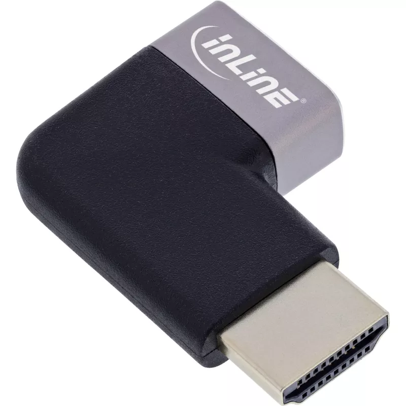 HDMI adapteris 90° InLine 17991E, juodas/pilkas, auksuoti kontaktai